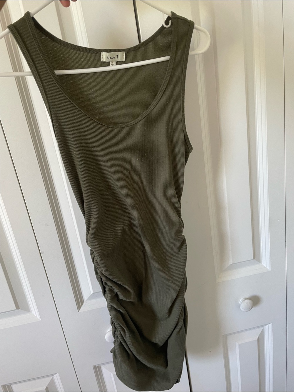 love J Olive Ribbed Sleeveless Tank Dress with Side Ruching